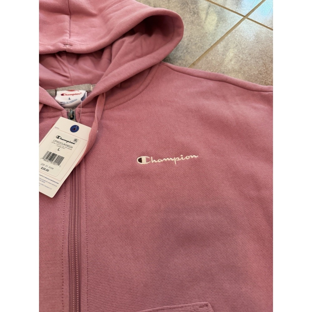 Women's Champion Pink Relaxed Cropped Fleece Zip Hoodie Size Large NWT - Picture 6 of 9